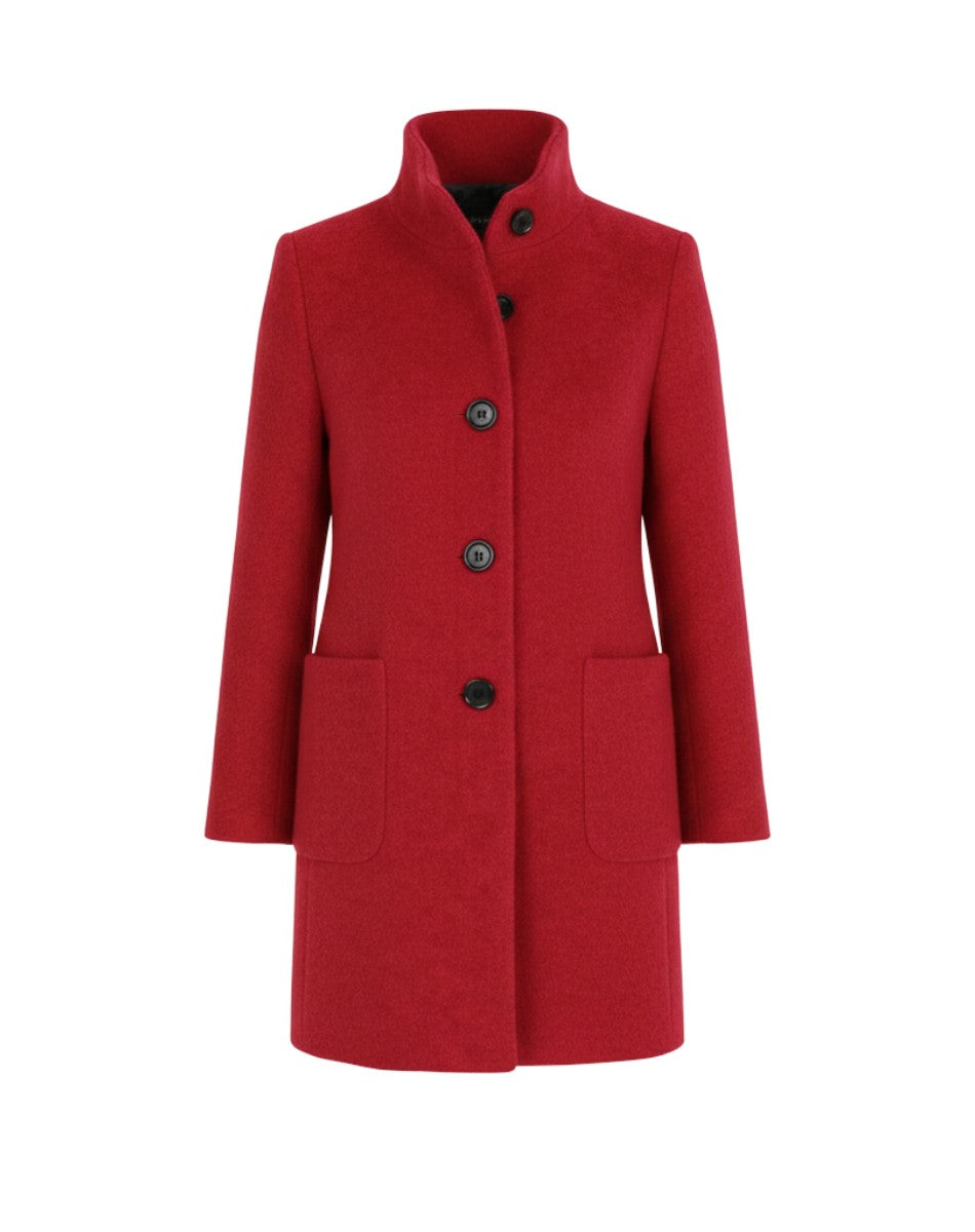 Berthilde Button Front Mid Length Wool Coat for Women