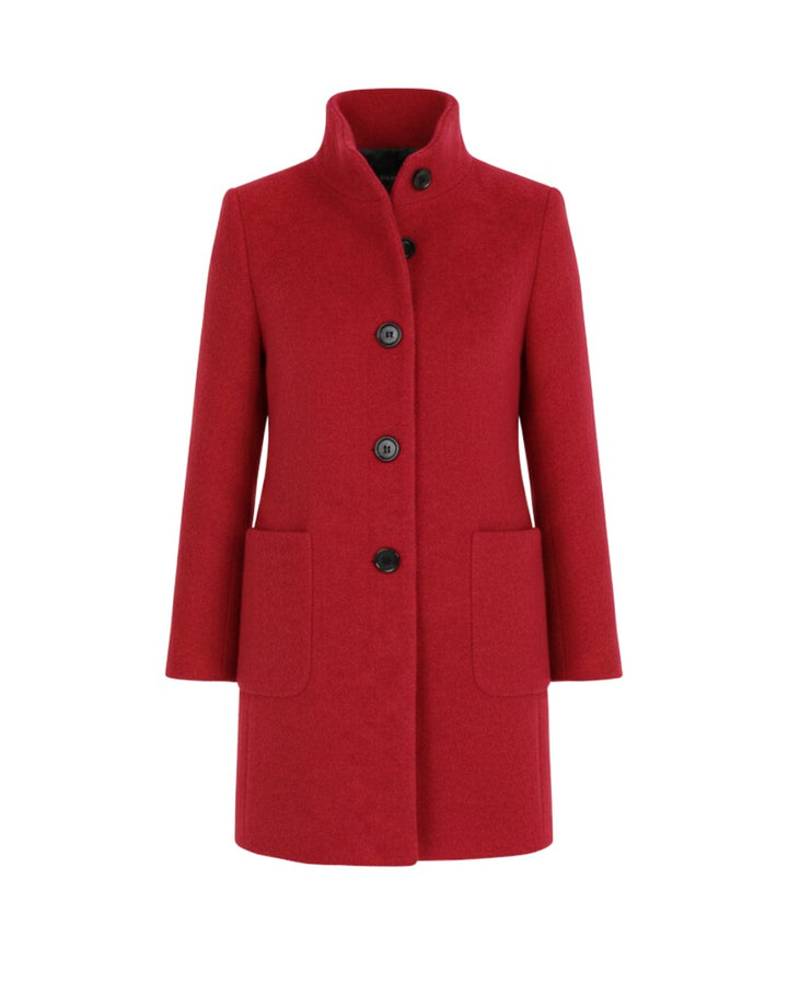 Berthilde Button Front Mid Length Wool Coat for Women