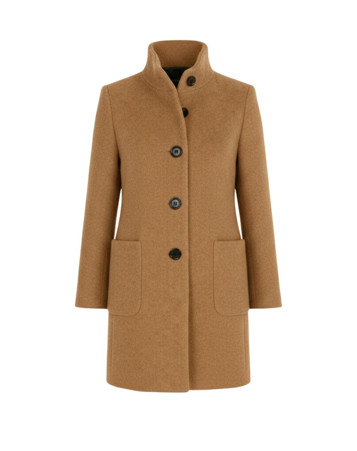 Berthilde Button Front Mid Length Wool Coat for Women
