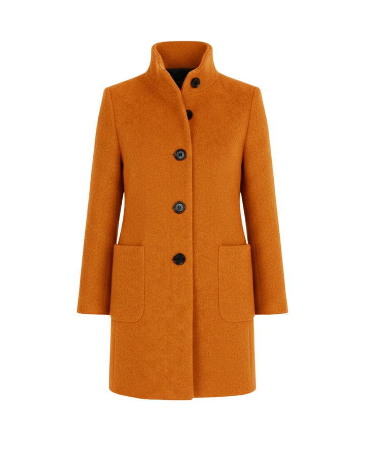 Berthilde Button Front Mid Length Wool Coat for Women