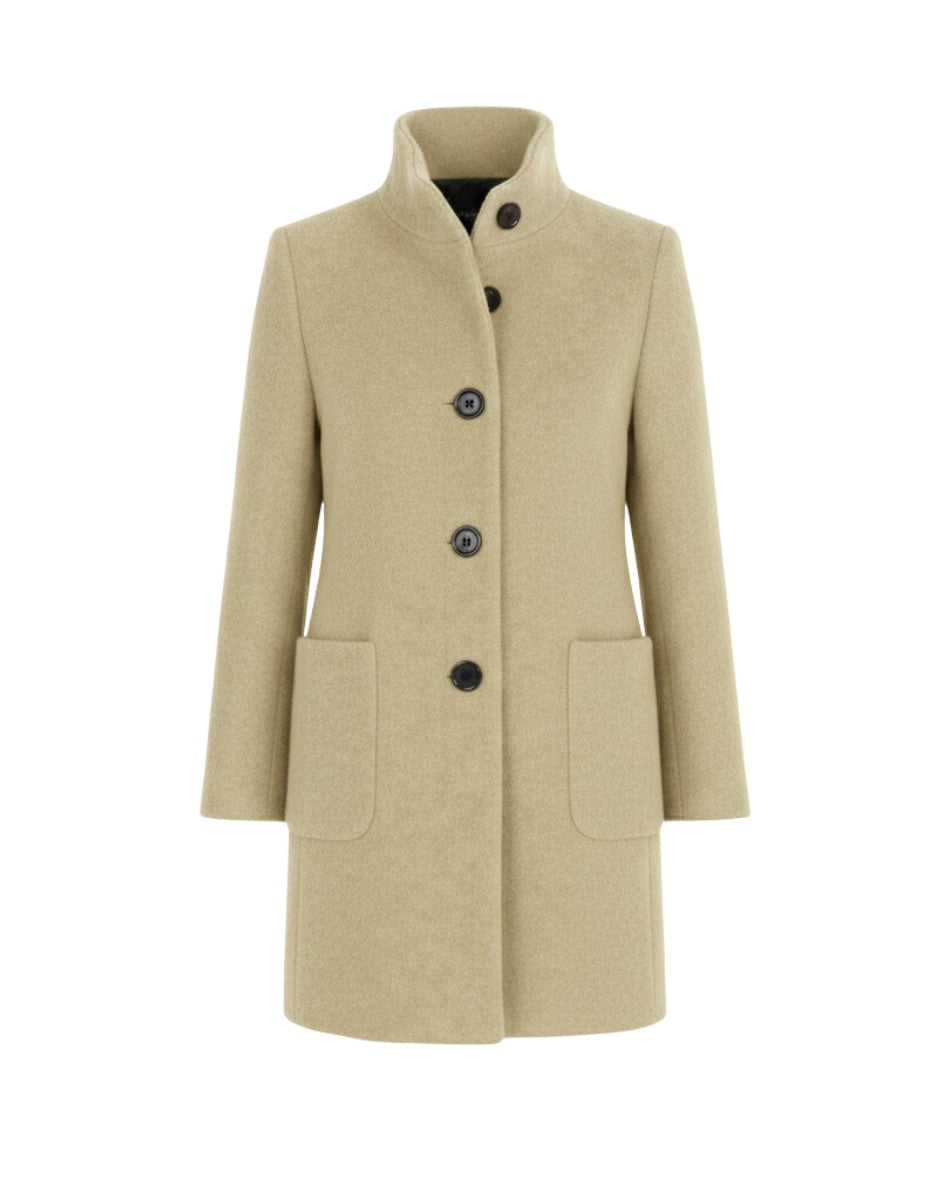 Berthilde Button Front Mid Length Wool Coat for Women