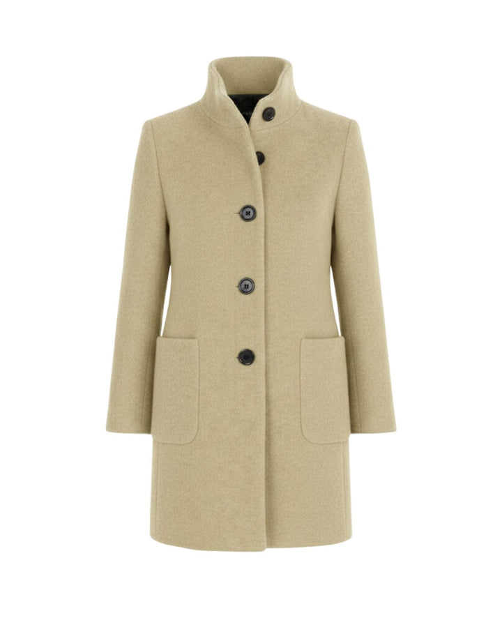 Berthilde Button Front Mid Length Wool Coat for Women