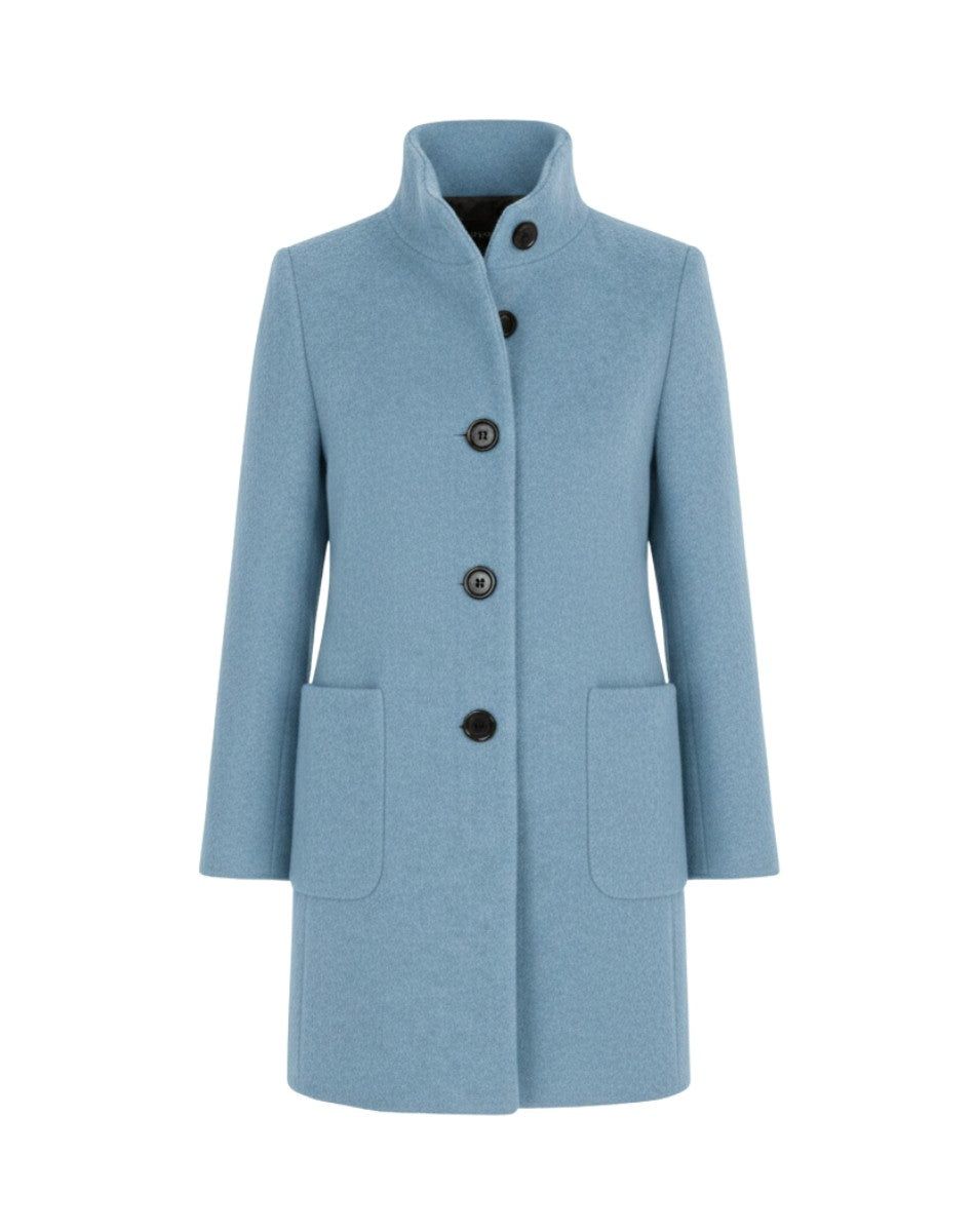 Berthilde Button Front Mid Length Wool Coat for Women