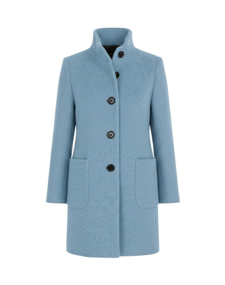 Berthilde Button Front Mid Length Wool Coat for Women