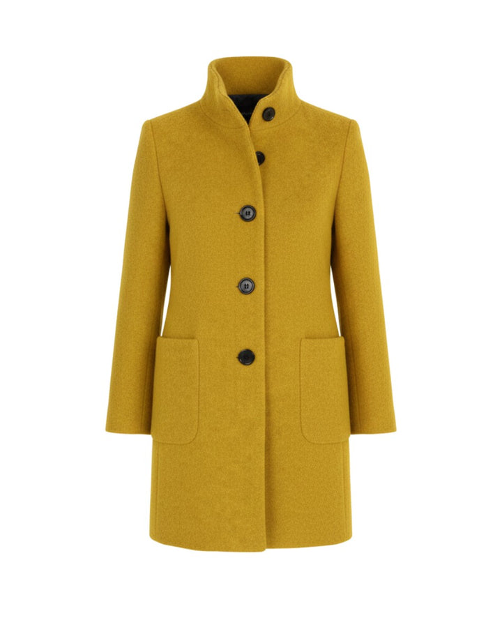 Berthilde Button Front Mid Length Wool Coat for Women