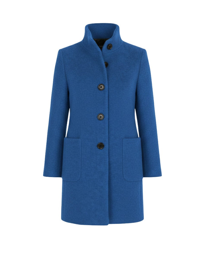 Berthilde Button Front Mid Length Wool Coat for Women