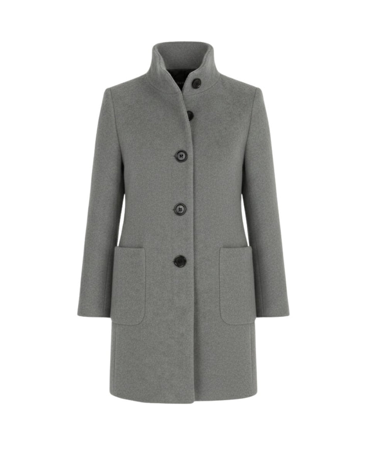 Berthilde Button Front Mid Length Wool Coat for Women