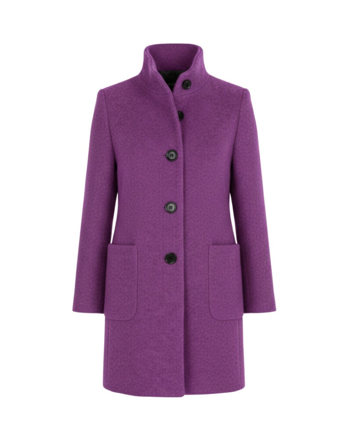 Berthilde Button Front Mid Length Wool Coat for Women