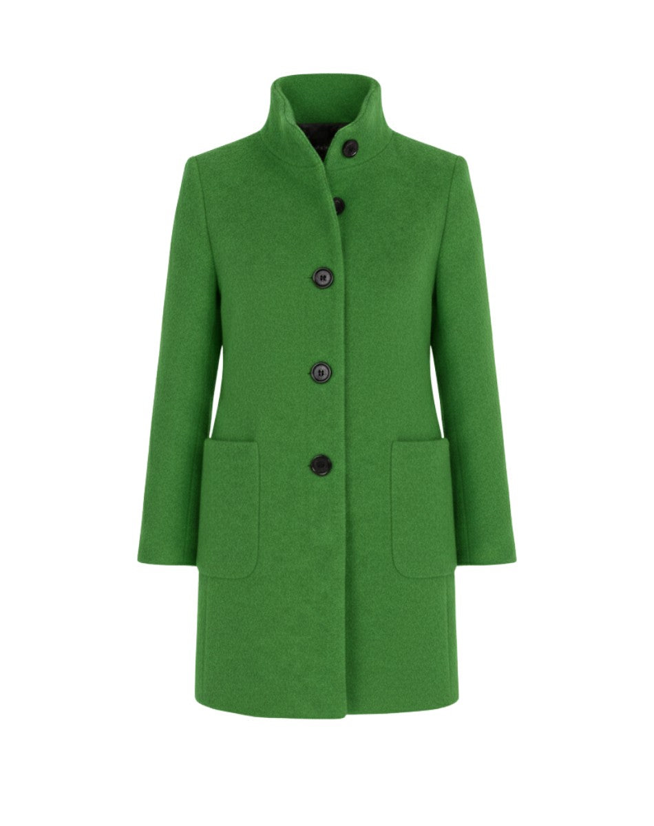 Berthilde Button Front Mid Length Wool Coat for Women
