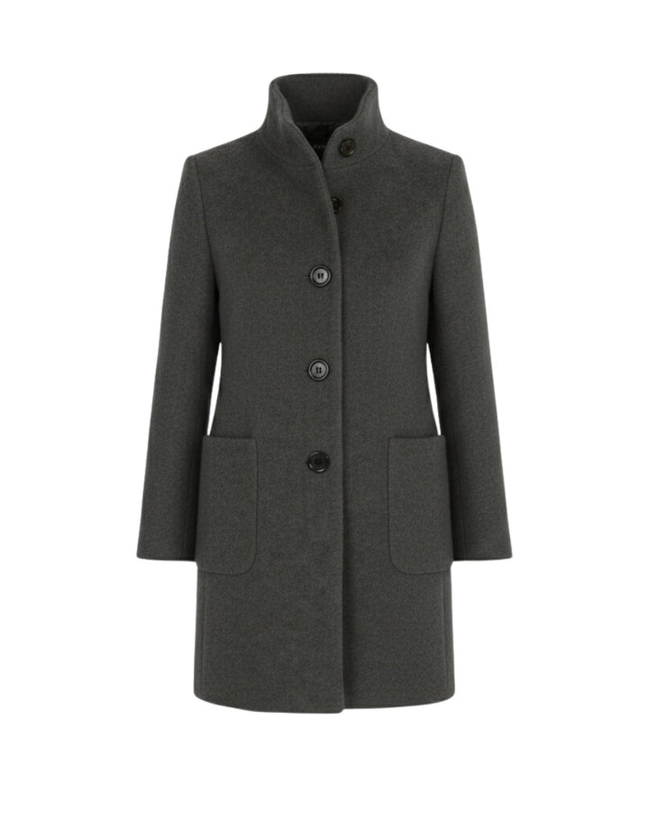 Berthilde Button Front Mid Length Wool Coat for Women