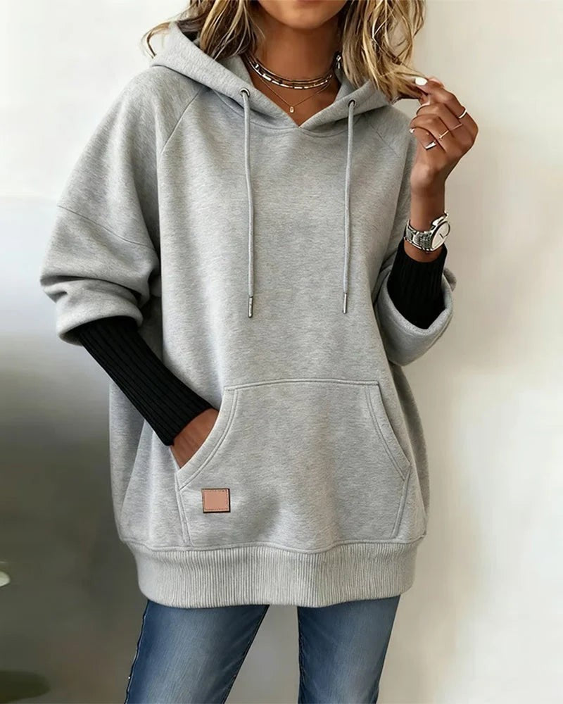 Kangaroo Pocket Hoodie for Women in grey