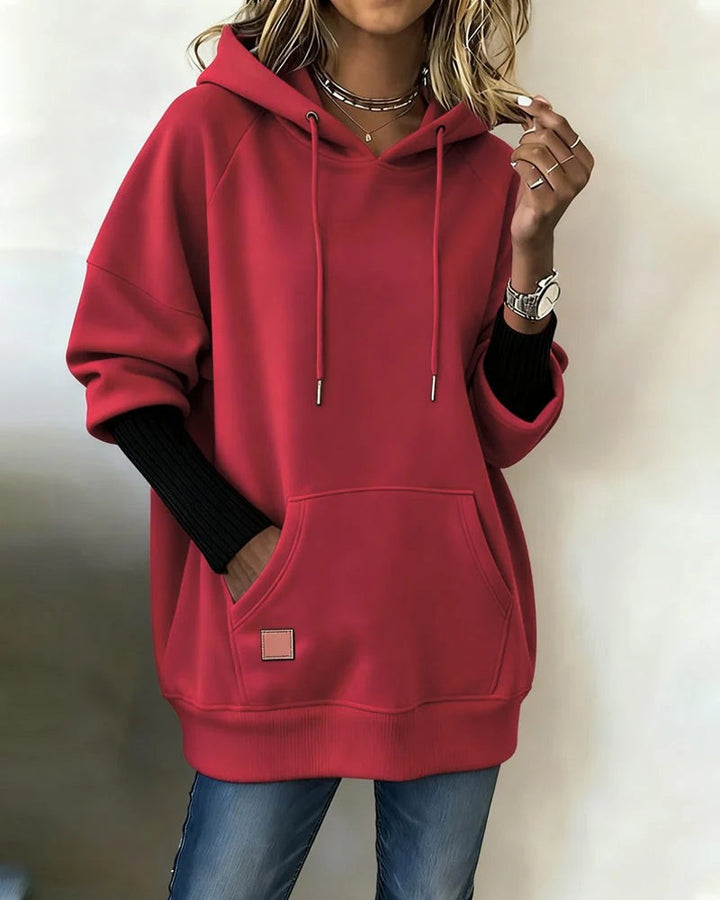 Kangaroo Pocket Hoodie for Women in red