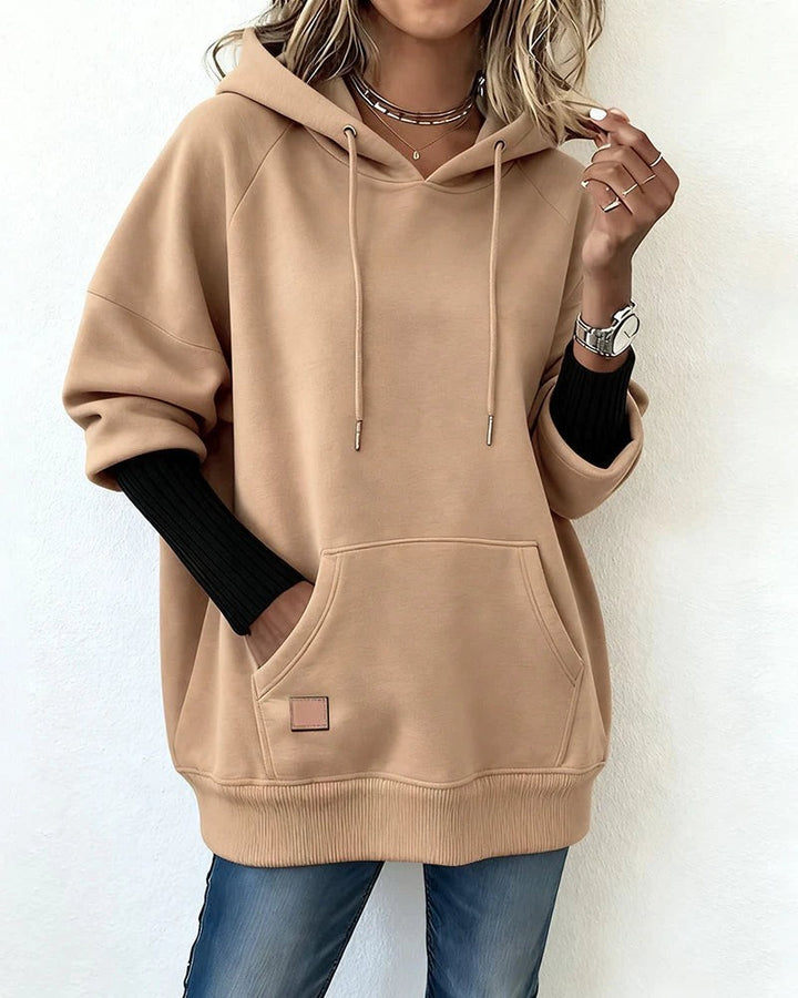 Kangaroo Pocket Hoodie for Women in khaki