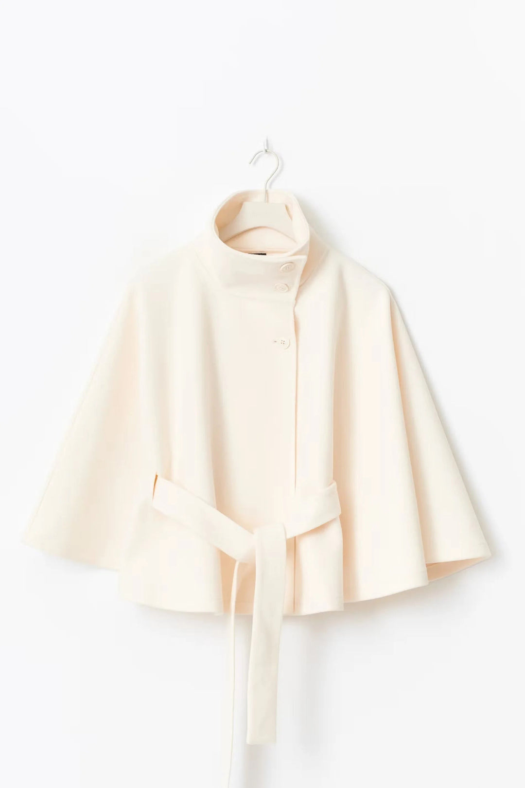 Blandinette High Collar Belted Cape Wool Coat for Women