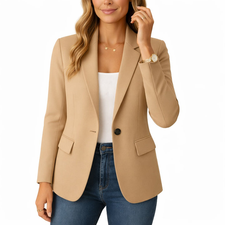 Slim Fit Blazer with Single Button Front in brown