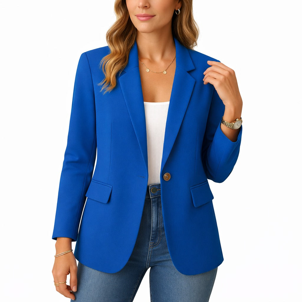 Slim Fit Blazer with Single Button Front in blue