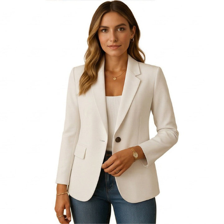 Slim Fit Blazer with Single Button Front in white