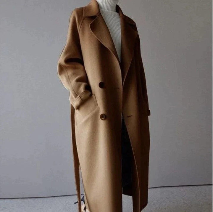Cecilie Longline Notch Lapel Wool Coat for Women