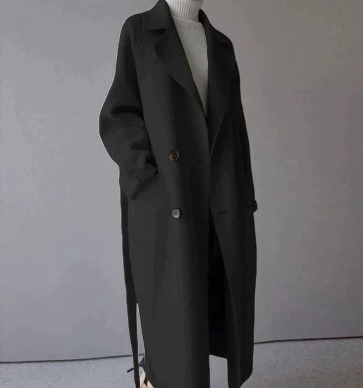 Cecilie Longline Notch Lapel Wool Coat for Women
