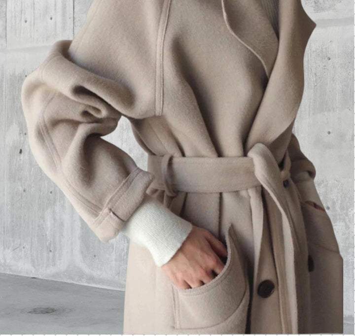 Cecilie Longline Notch Lapel Wool Coat for Women