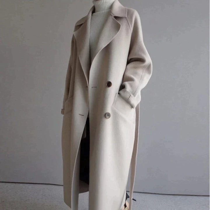 Cecilie Longline Notch Lapel Wool Coat for Women