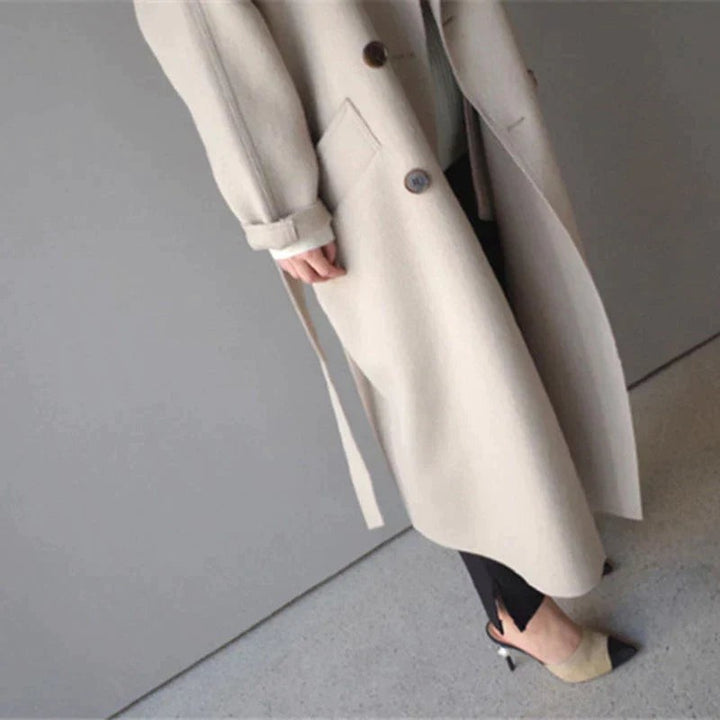 Cecilie Longline Notch Lapel Wool Coat for Women