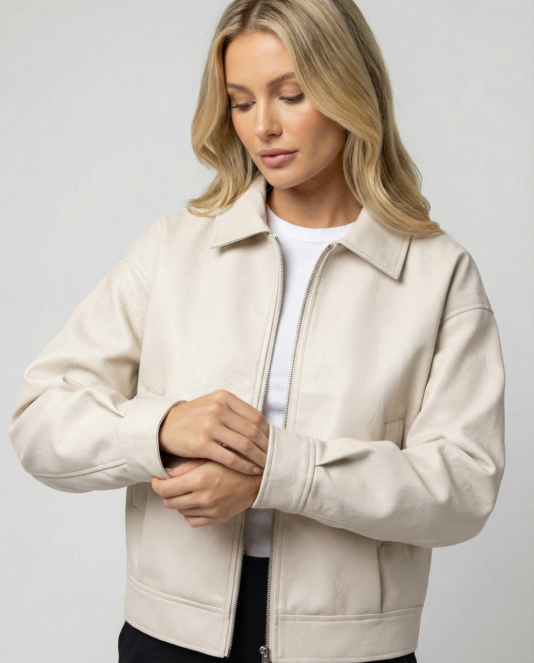 Celeste cropped faux leather jacket — image 1