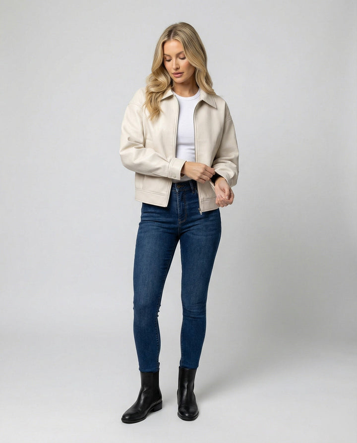 Celeste cropped faux leather jacket — image 3