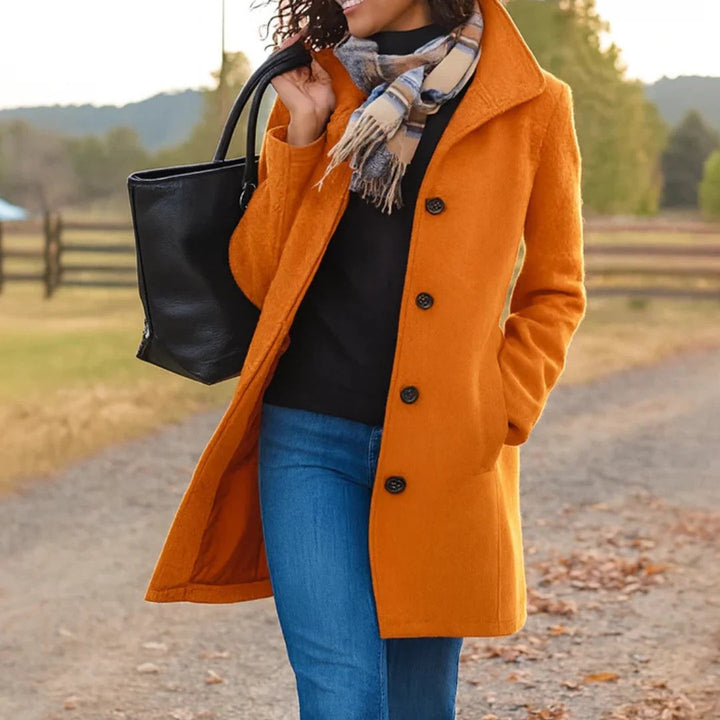 Colombine Button Front Pea Coat Wool Blend Coat for Women