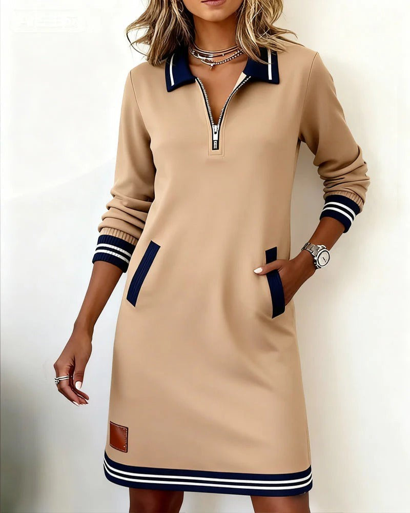 Half Zip Polo Sweatshirt Dress for Women