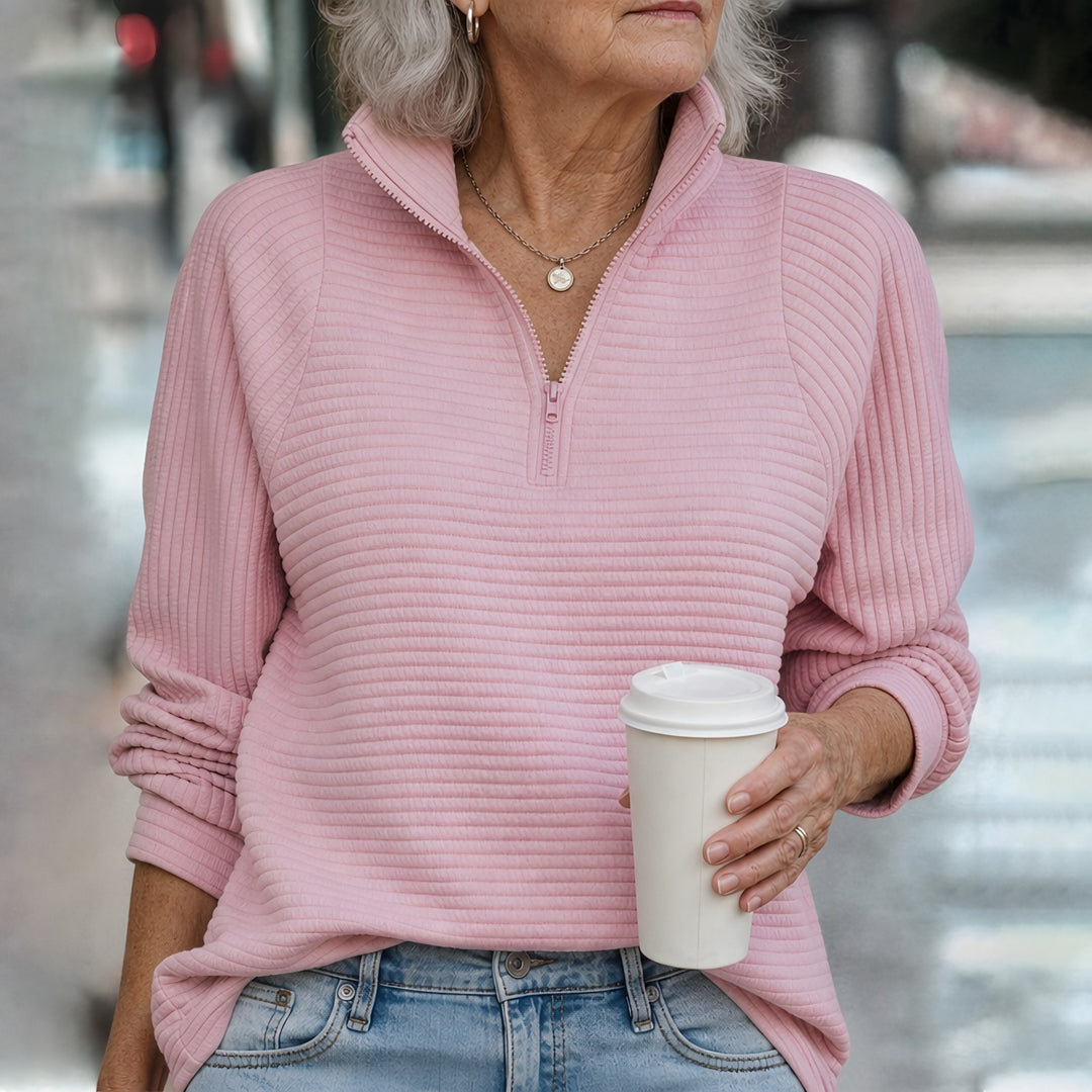 Cosima ribbed collared quarter zip sweater — image 1