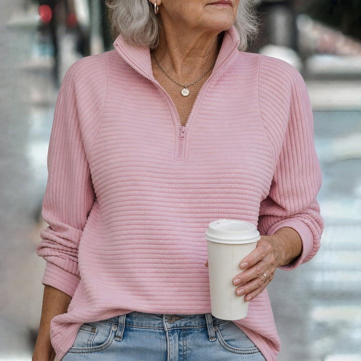 Cosima ribbed collared quarter zip sweater — image 1
