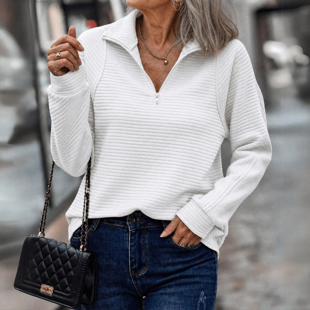 Cosima ribbed collared quarter zip sweater — image 2