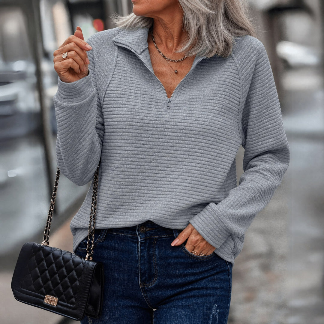 Cosima ribbed collared quarter zip sweater — image 3