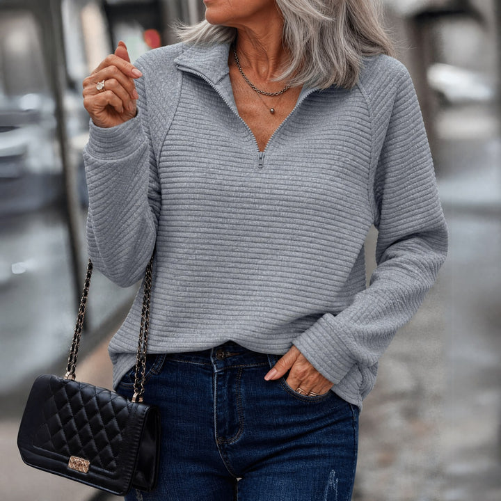 Cosima ribbed collared quarter zip sweater — image 3
