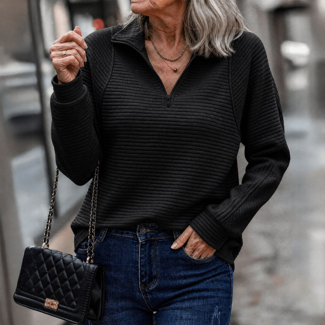 Cosima ribbed collared quarter zip sweater — image 4