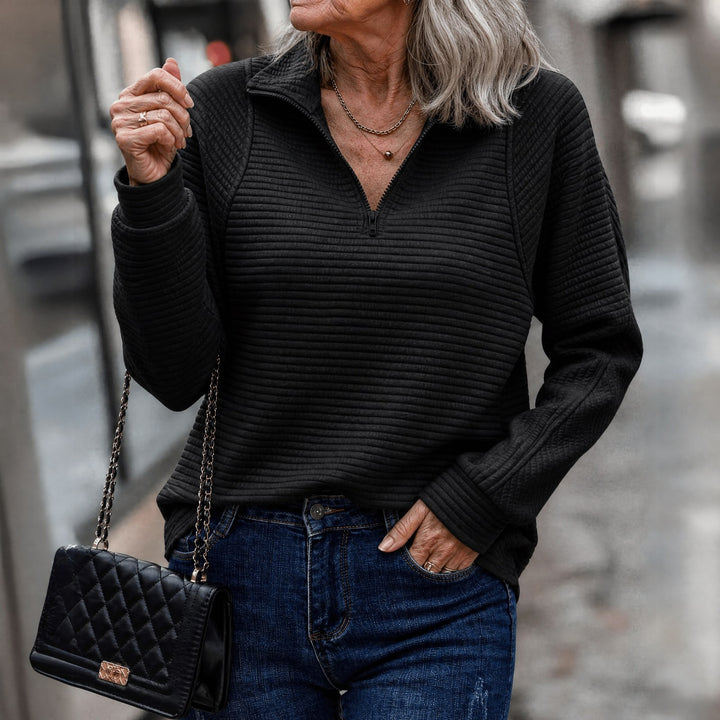 Cosima ribbed collared quarter zip sweater — image 4