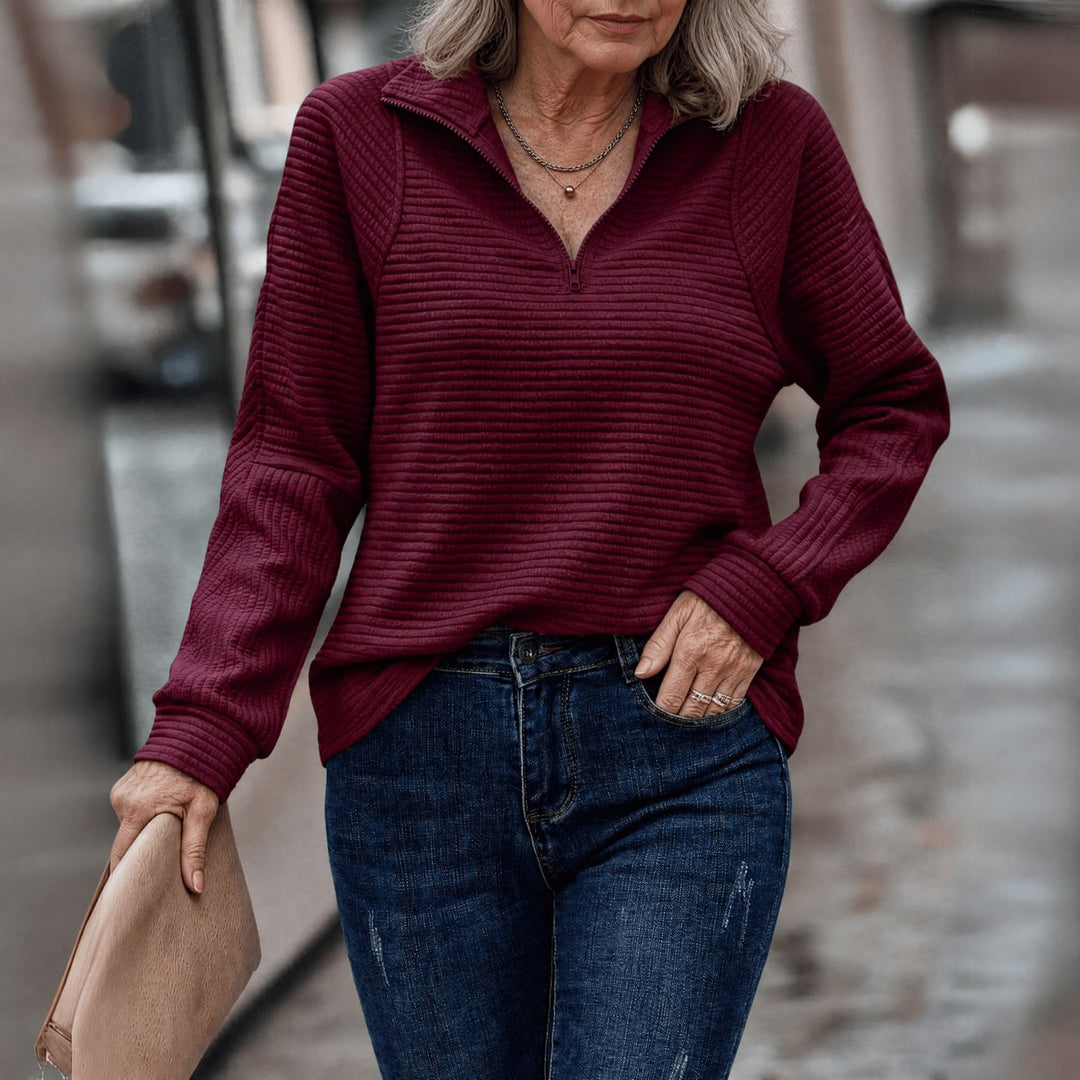 Cosima ribbed collared quarter zip sweater — image 5