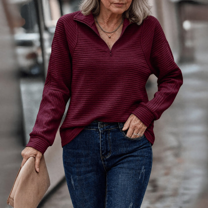 Cosima ribbed collared quarter zip sweater — image 5