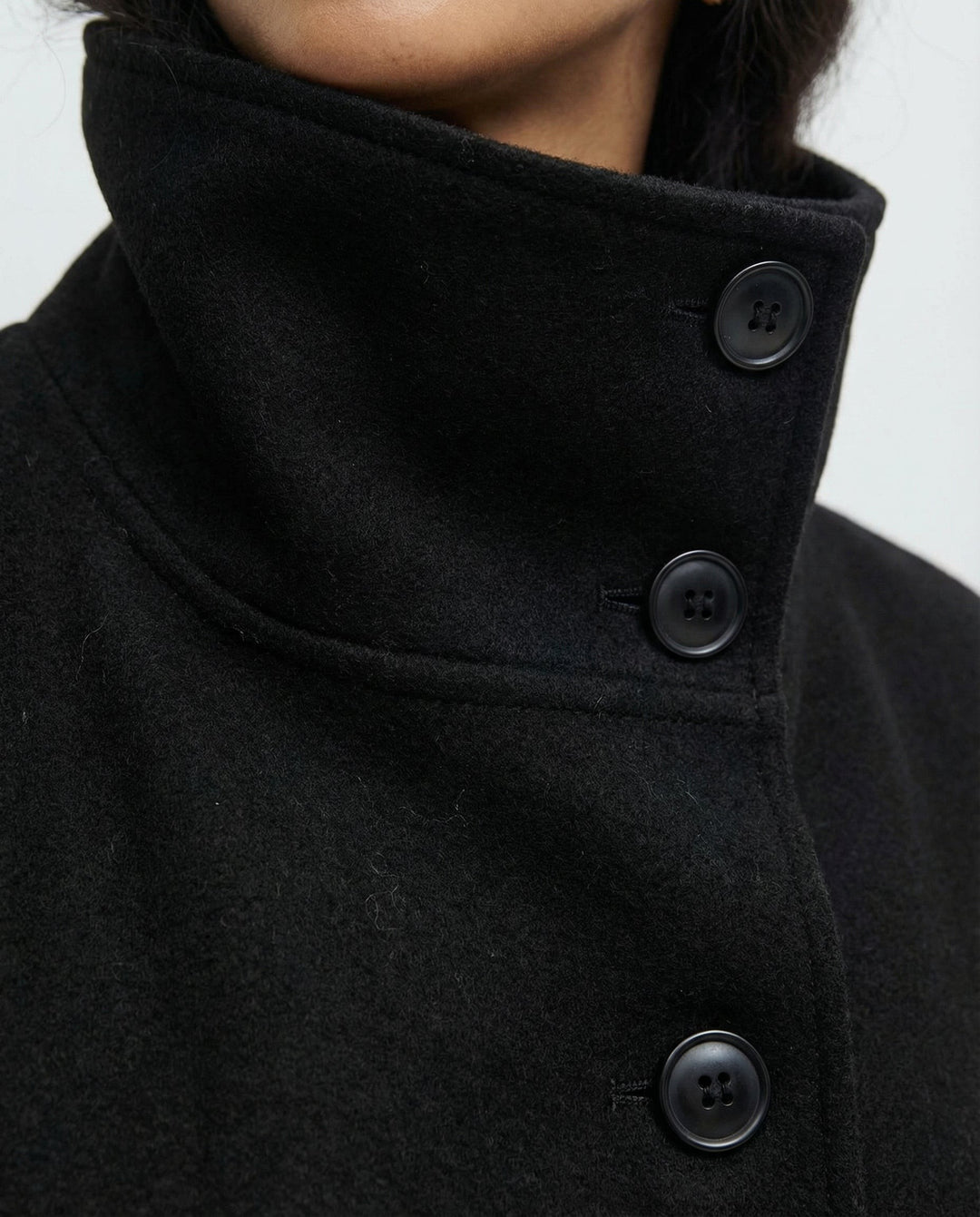 Cyprienne Belted Cape High Collar Wool Blend Coat for Women