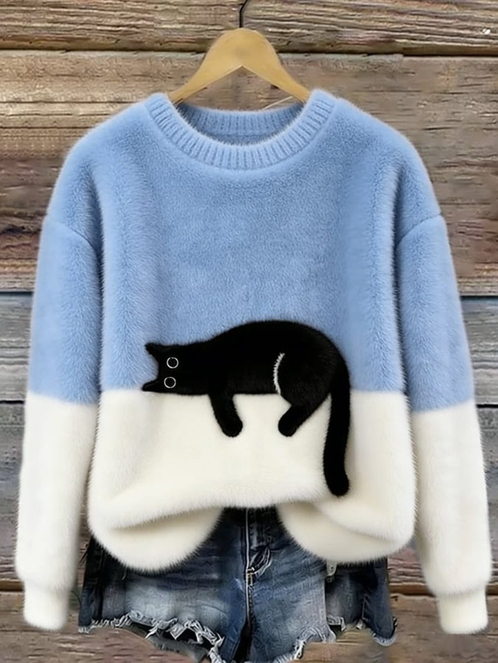 Cat Motif Knit Sweater for Women