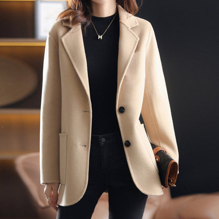 Eglantine Relaxed Fit Lapel Collar Wool Blend Overcoat for Women