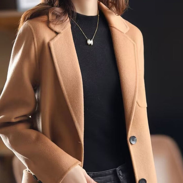 Eglantine Relaxed Fit Lapel Collar Wool Blend Overcoat for Women