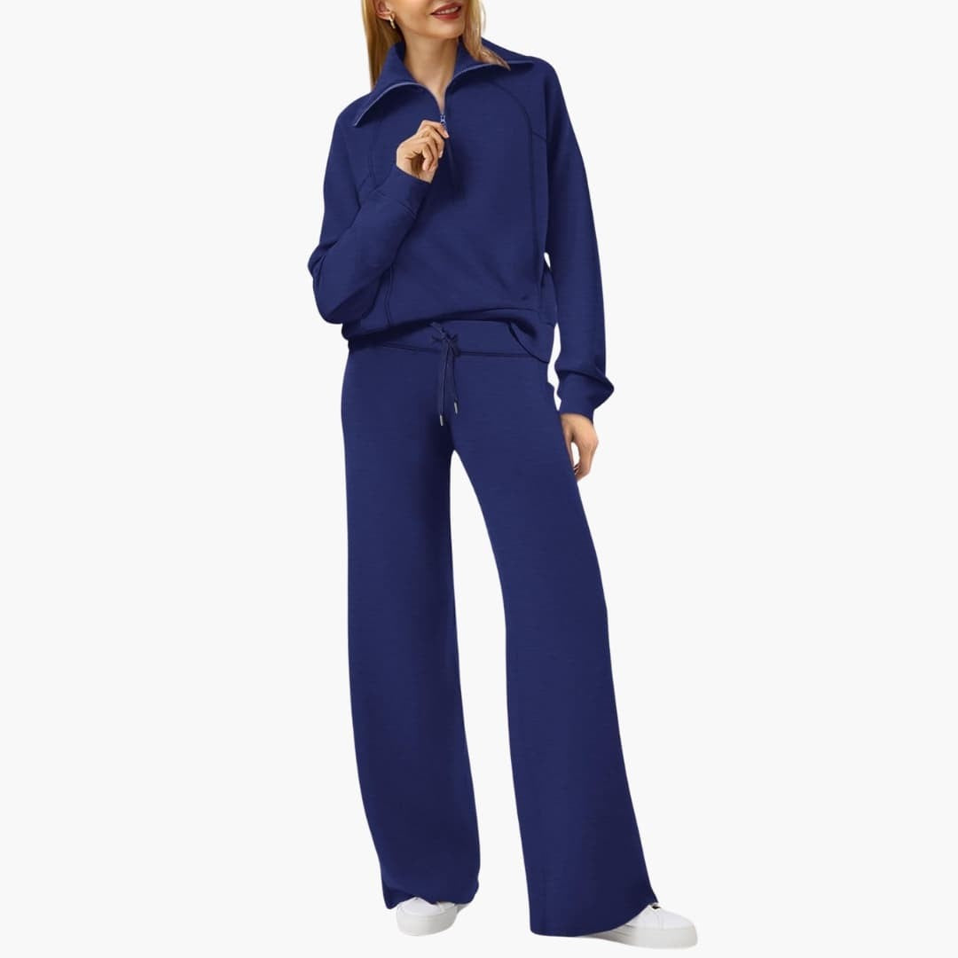 Rosine — Elegant Half Zip Matching Lounge Set for Women