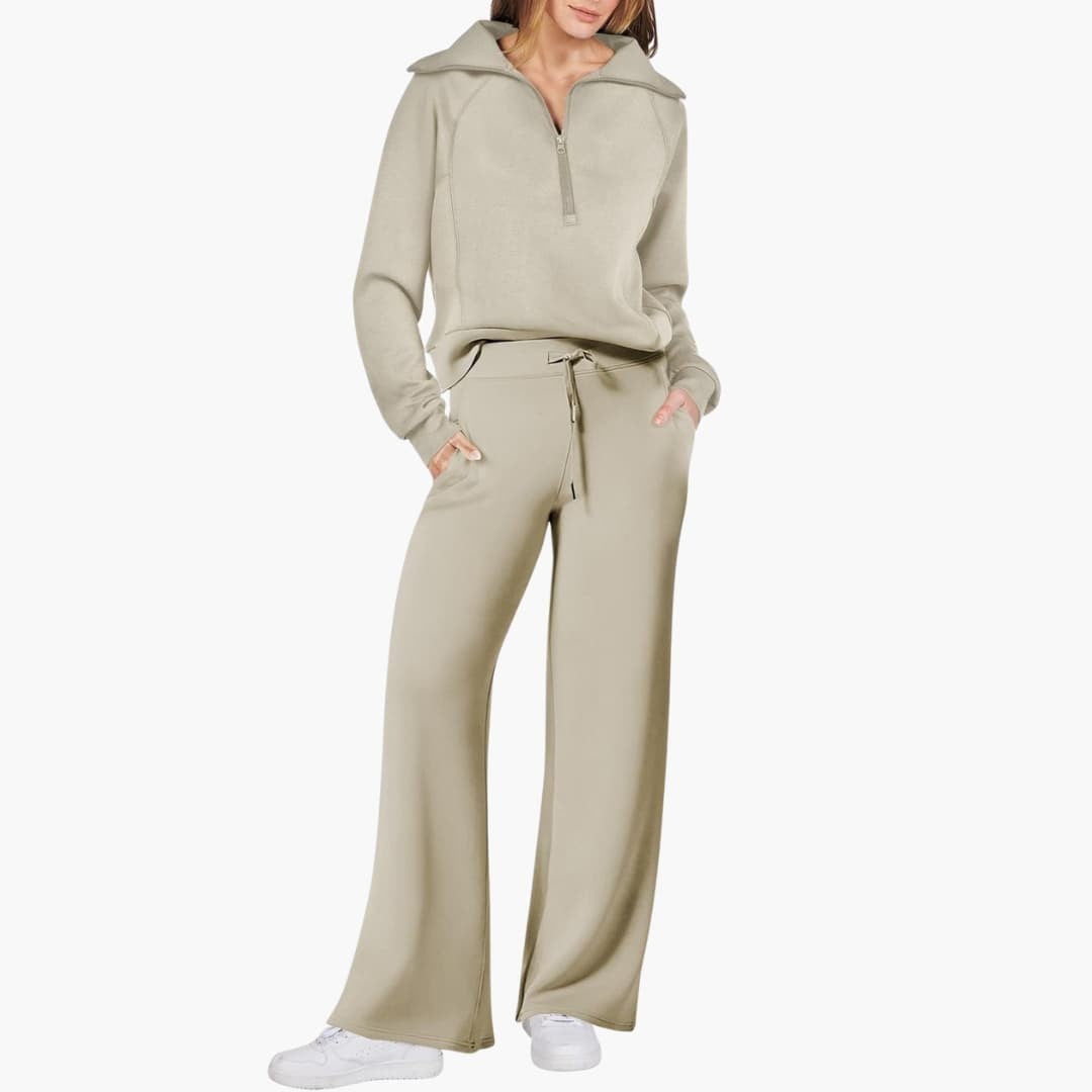Rosine — Elegant Half Zip Matching Lounge Set for Women
