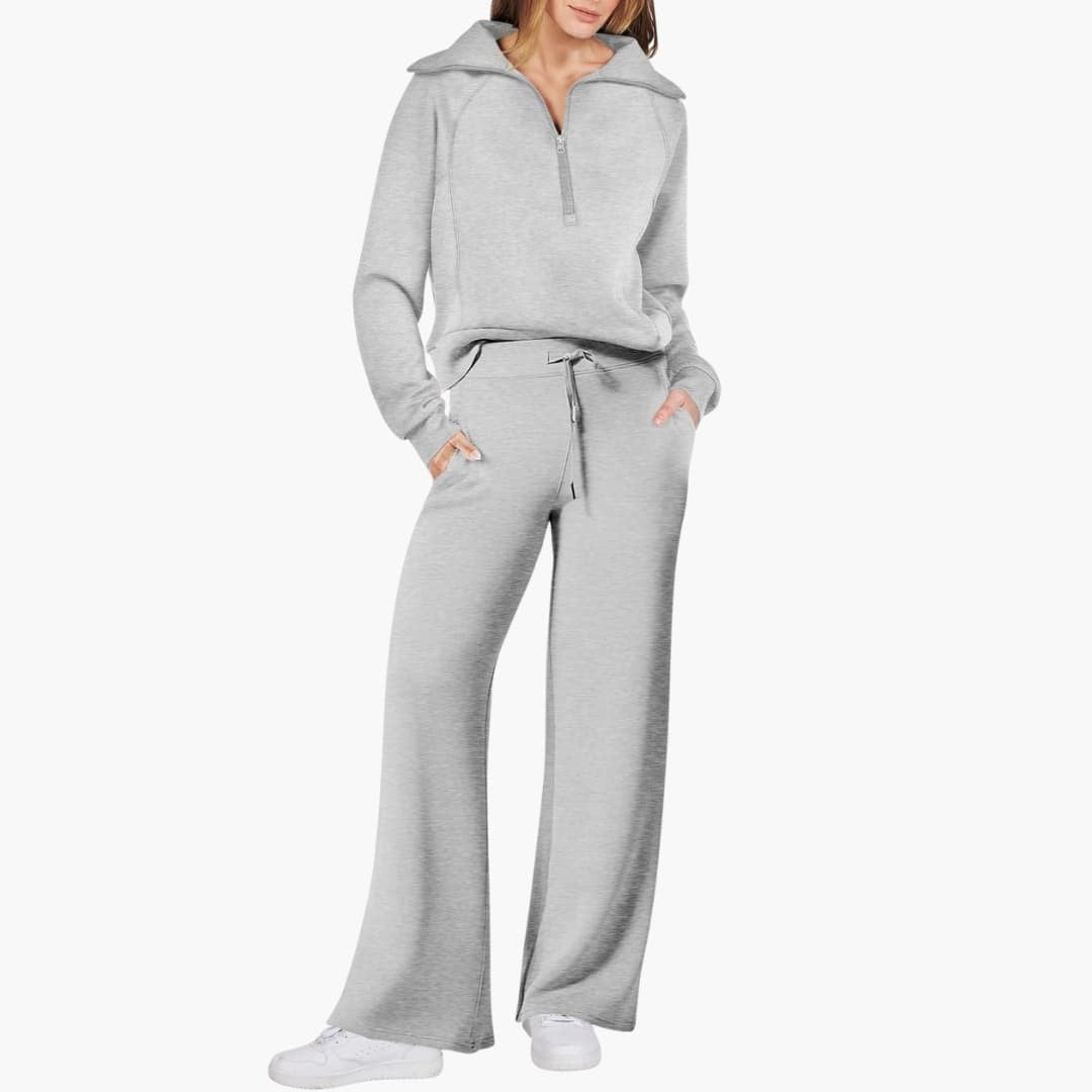 Rosine — Elegant Half Zip Matching Lounge Set for Women