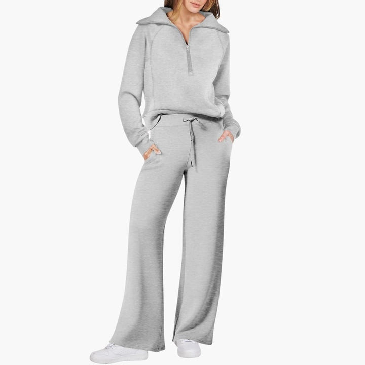 Rosine — Elegant Half Zip Matching Lounge Set for Women