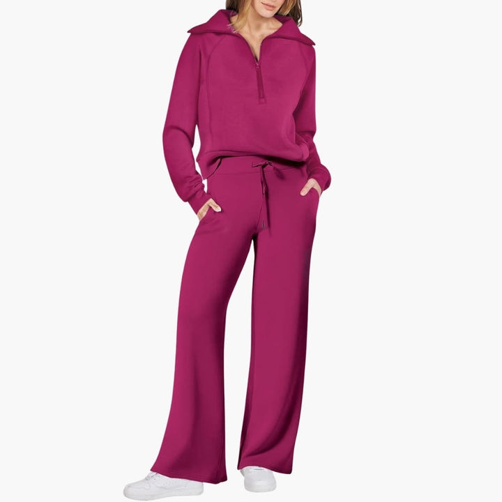 Rosine — Elegant Half Zip Matching Lounge Set for Women