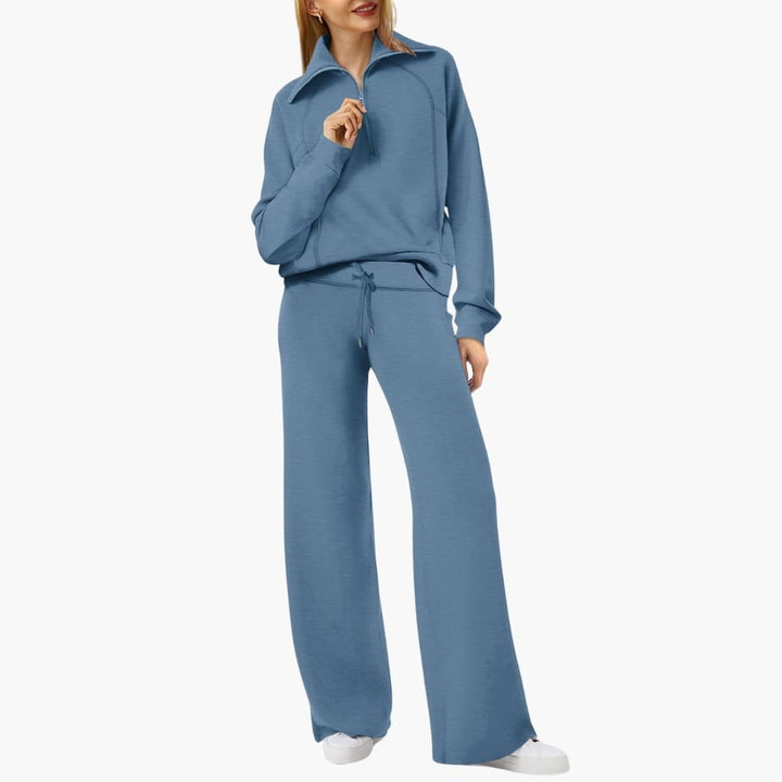 Rosine — Elegant Half Zip Matching Lounge Set for Women