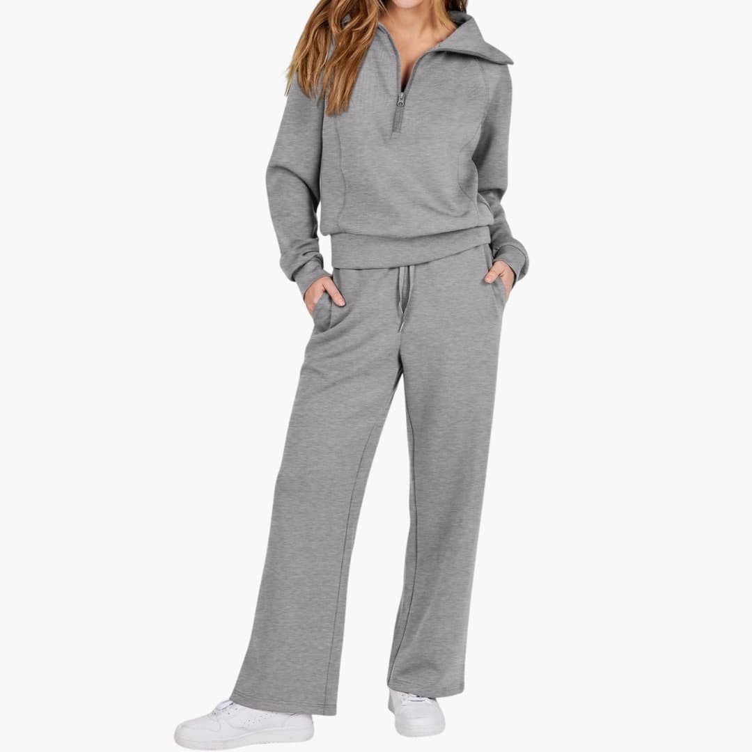 Rosine — Elegant Half Zip Matching Lounge Set for Women